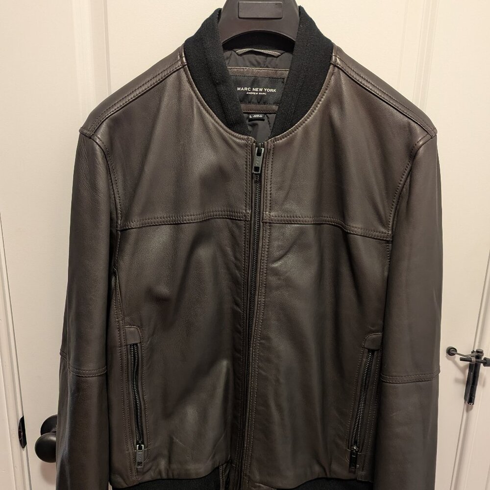Marc New York, men's brown leather jacket